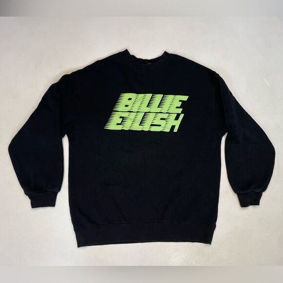H&M Billie Eilish Graphic Crewneck Sweatshirt Women XS Black Music - Picture 1 of 5